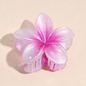 Elegant matte pink translucent lily flower hair claw clip with a resin gradient finish