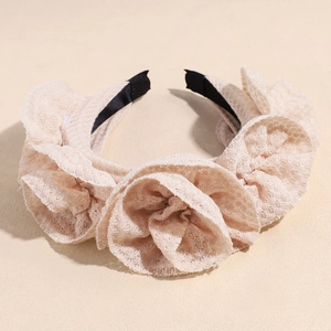 Französisches Ballet-Stil Stirnband mit beigen Spitzenblumen für elegante Anlässe