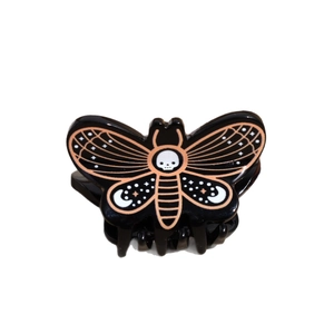 Gothic Schmetterling Haarklammer mit Totenkopf und Halbmond Motiv für Halloween Partys