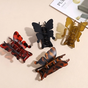 Elegant Butterfly Hair Claw Clip ABS Leopard Print Matte Shark Clip Fashion Hair Accessory For Women Daily Styling Tool