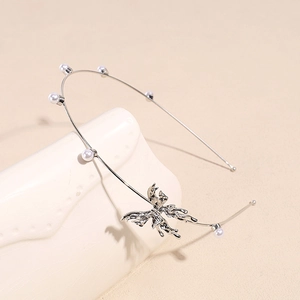 Bandeau Papillon en Alliage de Métal Liquide Élégant Avec Fausse Künstliche Perle Serre-tête Mince Décoratif Femme Accessoires Cheveux