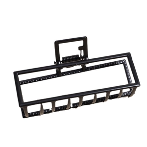 Matte black rectangular hollow metal hair claw clip for thick hair styling