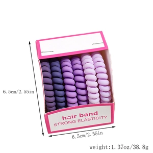 Lot d'élastiques spirales violets en boîte, attaches de 6.5cm pour queues de cheval