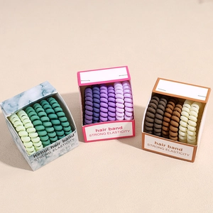 Élastiques à cheveux spirales mats multicolores en lots avec boîtes de présentation
