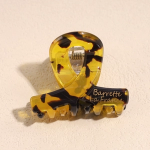 Dettaglio della molletta tartarugata con scritta dorata Barrette La France e finitura