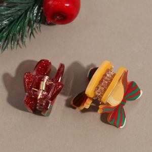 Christmas hair claw clips set featuring glitter red and striped ginger gingerbread patterns