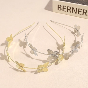 Serre-tête Élégant en Alliage Papillon 3D Texture Métallique Fait à la Main Coiffe pour Femme Photographie Fête Bijoux Cheveux