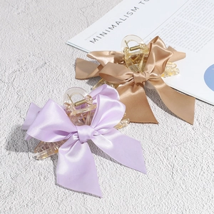 Pince à Cheveux Élégante en Satin avec Nœud Style Français pour Femmes Grande Pince Requin en Ruban Accessoire de Cheveux Style Coréen Fait Main