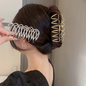 Eleganter Haarklammer Aus Galvanisierter Legierung Hohl Geometrisch Für Damen Hochglanz Metall Haarschmuck Kopfschmuck Zubehör