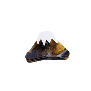 Gradient Mt. Fuji hair claw clip with acetate marble texture and snow cap design