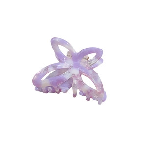 Purple and white marble textured hollow butterfly hair claw clip with metal spring