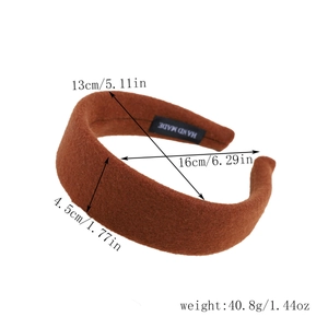 Serre-tête large en laine marron, diamètre 13cm avec étiquette fait main