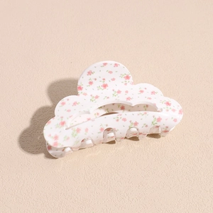 Pince à cheveux en acrylique à motif floral rose pour une coiffure élégante et chic