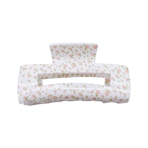 Pince à cheveux motif floral rose en acrylique pour coiffures élégantes d'hiver