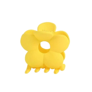 Matte yellow flower hair claw clip with a minimalist 5-petal design for hair styling