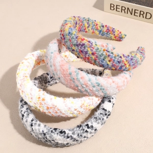 Women Plush Boucle Padded Wide Headband High Top Winter Thick Warm Hair Band Korean Sweet Handmade Hair Accessories