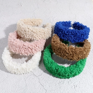 Soft Plush Lamb Wool Wide Headband For Women Winter Warm High Top Hair Hoop Autumn Winter Fashion Versatile Hair Accessories