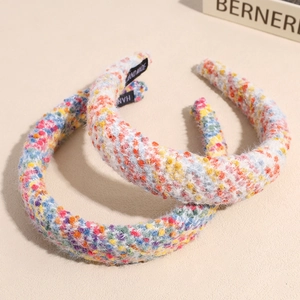 Colorful handmade plush padded headband for women with soft faux fur thick design