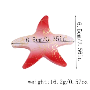 Détails de taille de la pince à cheveux étoile de mer avec dégradé rouge et marbrures dorées