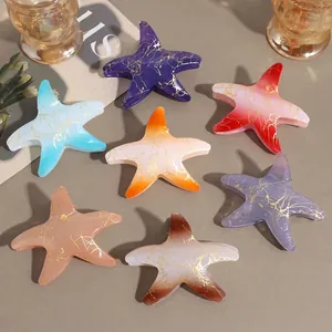 Pince à Cheveux Étoile de Mer Dégradée Pince Requin Texture Marbre Or Accessoires de Cheveux Style Vacances pour Femmes