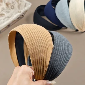 Women's Minimalist Ribbed Knit Wide Brim Headband Autumn Winter Fashion Solid Color Elastic Hairband Hair Accessories Gift