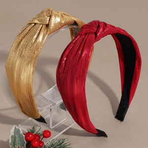 Serre-têtes noués métalliques étincelants en or et rouge foncé pour des looks de fête