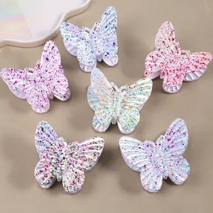 Iridescent Butterfly Hair Claw Clip For Women Fashion Plastic Printed Ink Splash Pattern Hair Grips Fairy Shark Clip Hair Accessories
