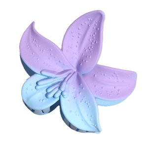 Frosted blue and purple gradient lily flower hair claw clip with textured petals