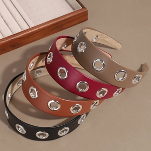 Lot de serre-têtes en similicuir avec œillets métalliques en noir marron bordeaux et kaki