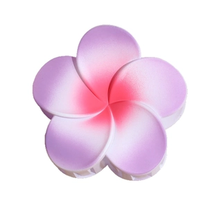Frosted gradient frangipani flower hair claw clip with matte resin finish for women