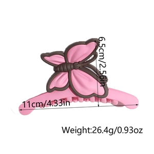 Pince à cheveux papillon rose et marron, 11cm de long avec finition mate lisse