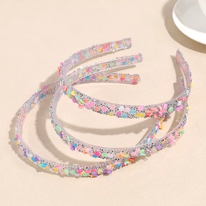 Sweet Candy Color Sequin Rhinestone Anti-slip Hairband For Women Girls Plastic Glitter Heart Snowflake Pattern Headband Hair Hoop Accessories