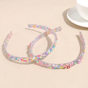 Colorful rhinestone non-slip headbands with sparkling heart and round sequins set of 2