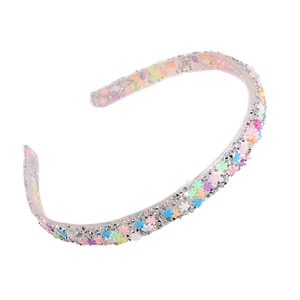 Sparkling crystal headband with colorful snowflake sequins and non-slip teeth for party