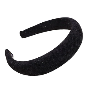 Serre-tête large noir scintillant avec rembourrage épais pour plus de volume aux cheveux