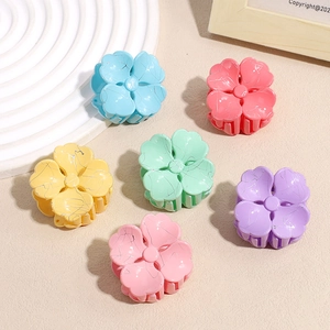 Bunte Mini-Blumen-Haarklammern mit silbernem Marmormuster für Mädchen und Frauen