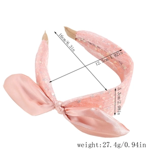 Detaillierte Größentabelle für rosa Pailletten-Haarband mit 16cm Länge und 12,5cm Breite