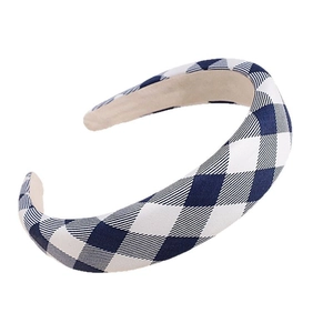 Blue and white argyle pattern padded sponge headband with vintage minimalist style