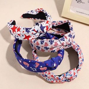 Cerchietto Annodato Bandiera USA Patriottico Rosso Bianco Blu Stelle Strisce Fascia Capelli Donna Giorno Indipendenza Accessori