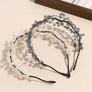 Serre-tête exquis en perles de cristal fait main avec design en maille tissée élégante