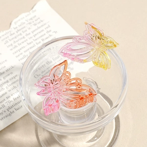 Lot de deux pinces à cheveux papillon évidées avec design dégradé rose-jaune et orange