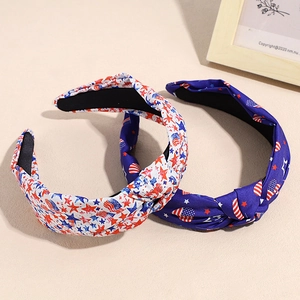 Due cerchietti annodati con bandiera americana con stelle e strisce rosse bianche blu