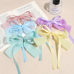 Korean Style Double Layer Organza Satin Bow Hair Clip Sweet Ribbon Streamer Spring Clip For Women Girls Hair Accessories