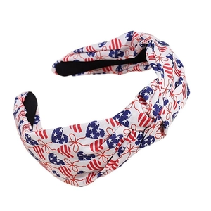 Cerchietto annodato bandiera americana patriottica con tessuto a stelle e strisce rosso e blu