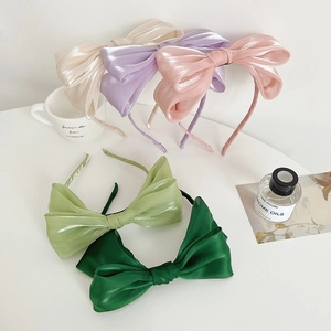Elegantes diademas con lazo de satén extragrande en cinco colores pastel para mujer