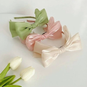 Diadema Elegante con Lazo Grande de Satén Organza Banda para el Cabello Brillante para Mujer Niña Estilo Princesa Dulce Accesorios