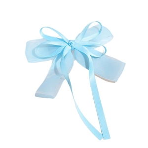 Elegant light blue multilayer bow hair clip with organza and satin ribbons for women