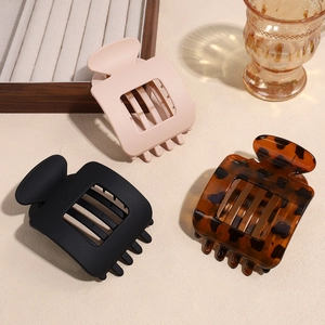 Chic matte square hair claws in beige black and tortoiseshell patterns for women