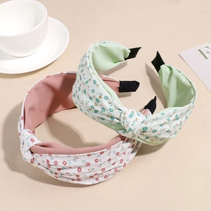Set de diademas de flores en rosa y verde, accesorios para el cabello elegantes en tela