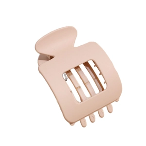 Minimalist matte square hair claw clip in soft pink for elegant ponytail styling